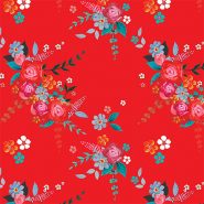 flower print with a red background surface pattern