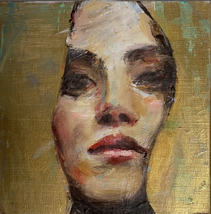 Face Study in Gold No.1 Face Study in Gold No.1 Oil and acrylic painting of a woman's face on board