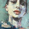 Figurative art self-portrait in oil paint on board
