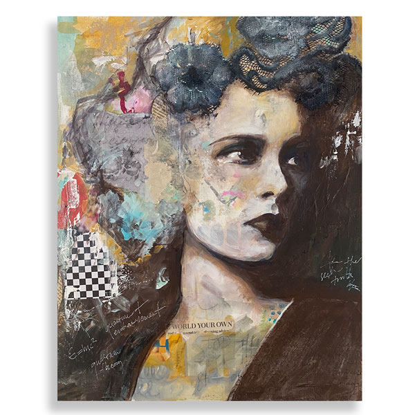 mixed media graphic painting of a woman