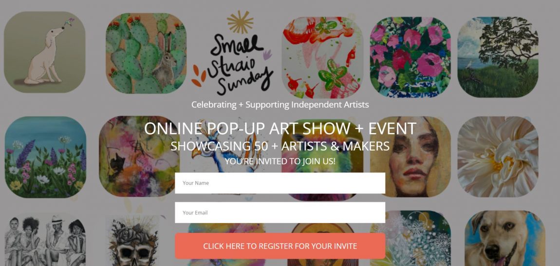 webpage showing the small studio sunday online art event