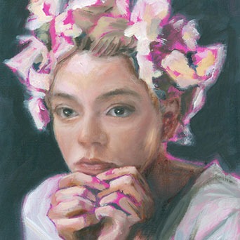 Anya Taylor Joy painting of her as Jane Austen's Emma