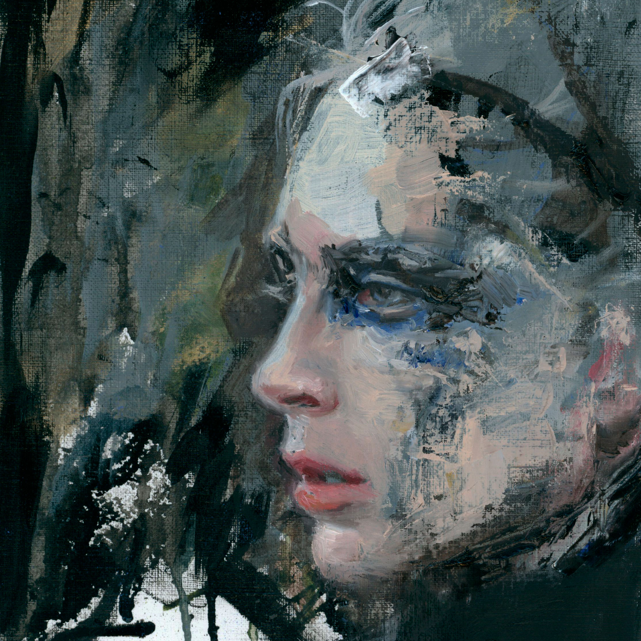 painting of a female warrior with dark eye camouflage