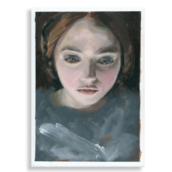 Victoria portrait of a pale-faced woman with pale cheeks and plaited hair