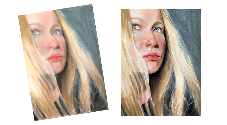 Self-portrait with feedback from Steve Forster before and after