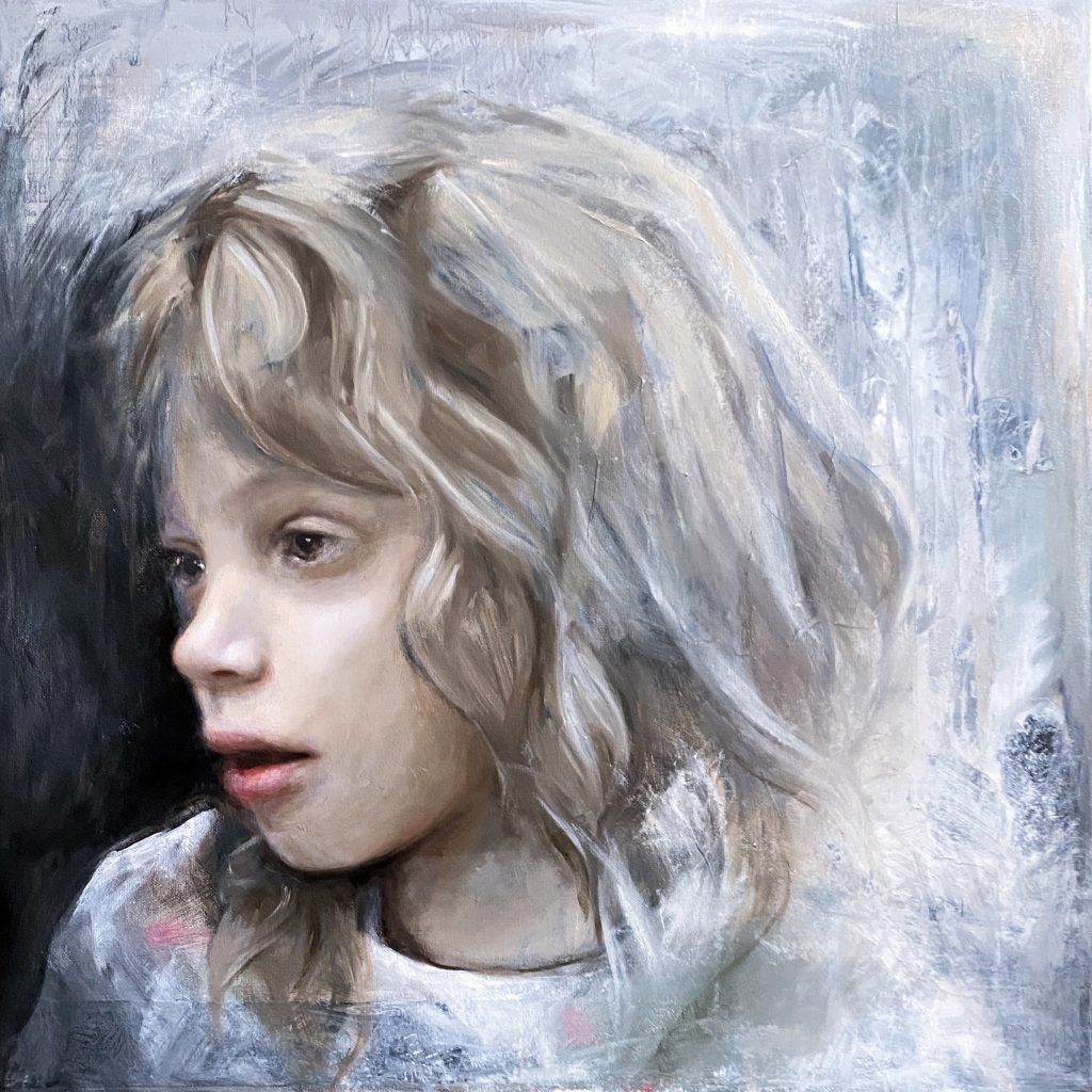 oil painting of a young girl with a thoughtful expression