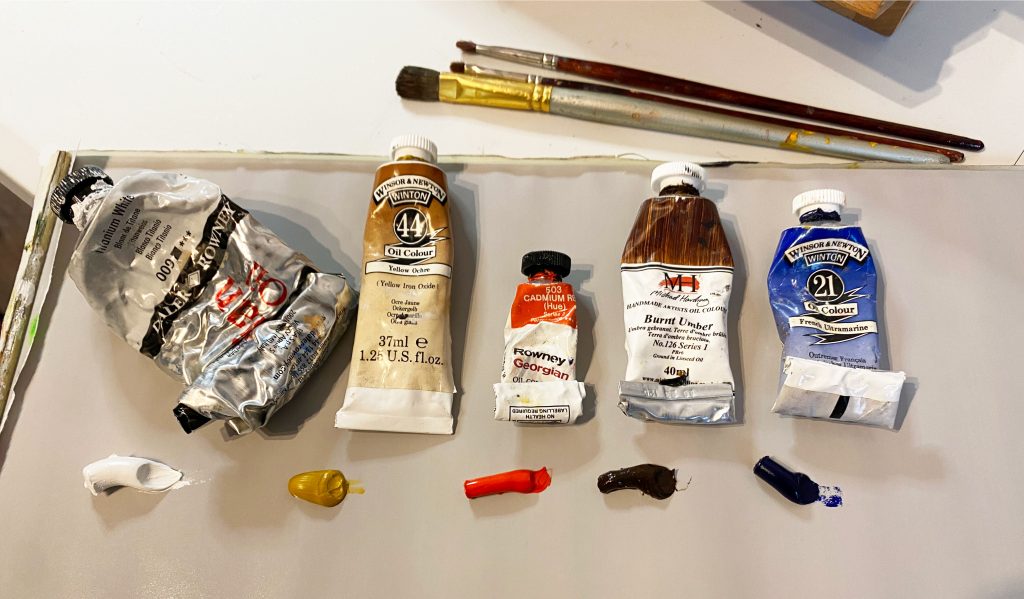 basic oil paint palette for mixing skin tones