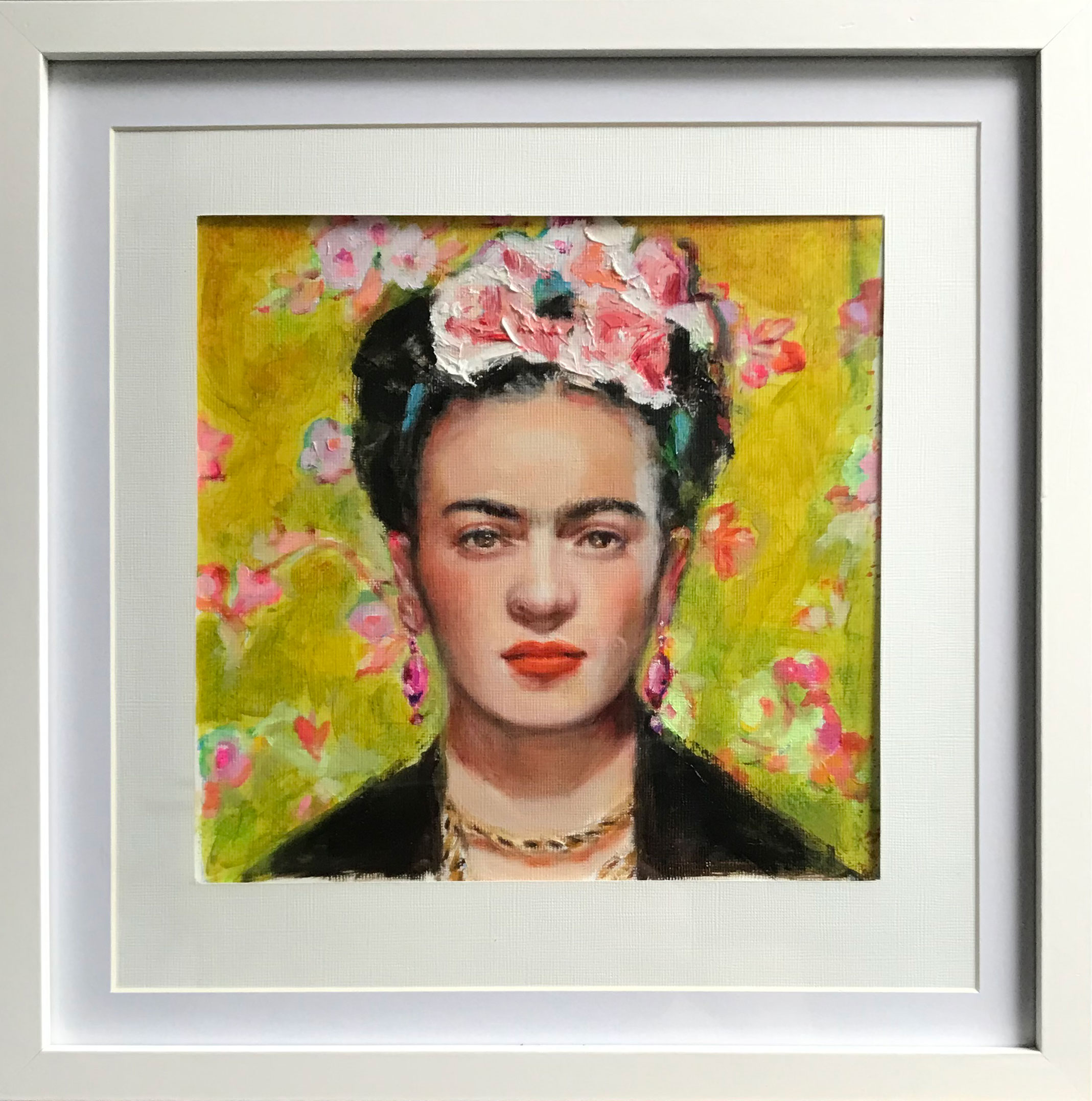 framed oil painting of Frida Kahlo