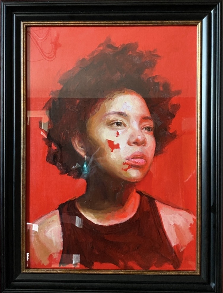 Oil painting portrait by Becky McCarthy The Girl with the Green earring