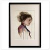 painting of a woman in profile, loose paint strokes and drips with a realistic face
