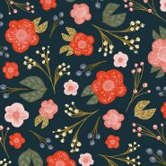 flower surface pattern in navy, pink and green