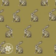 hares illustration surface pattern on a gold background